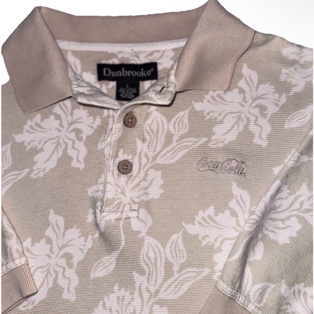 Dunbrooke Beige and White Floral Polo Shirt